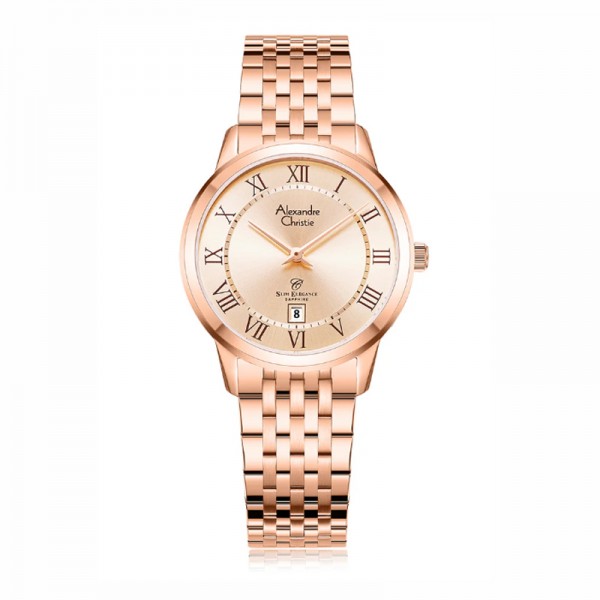 Alexandre Christie AC 8709 Rosegold Full Roman Lady Slim Elegance Sapphire LDBRGLNRM